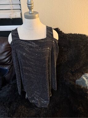 Sparkle Cold-Shoulder Knit Top